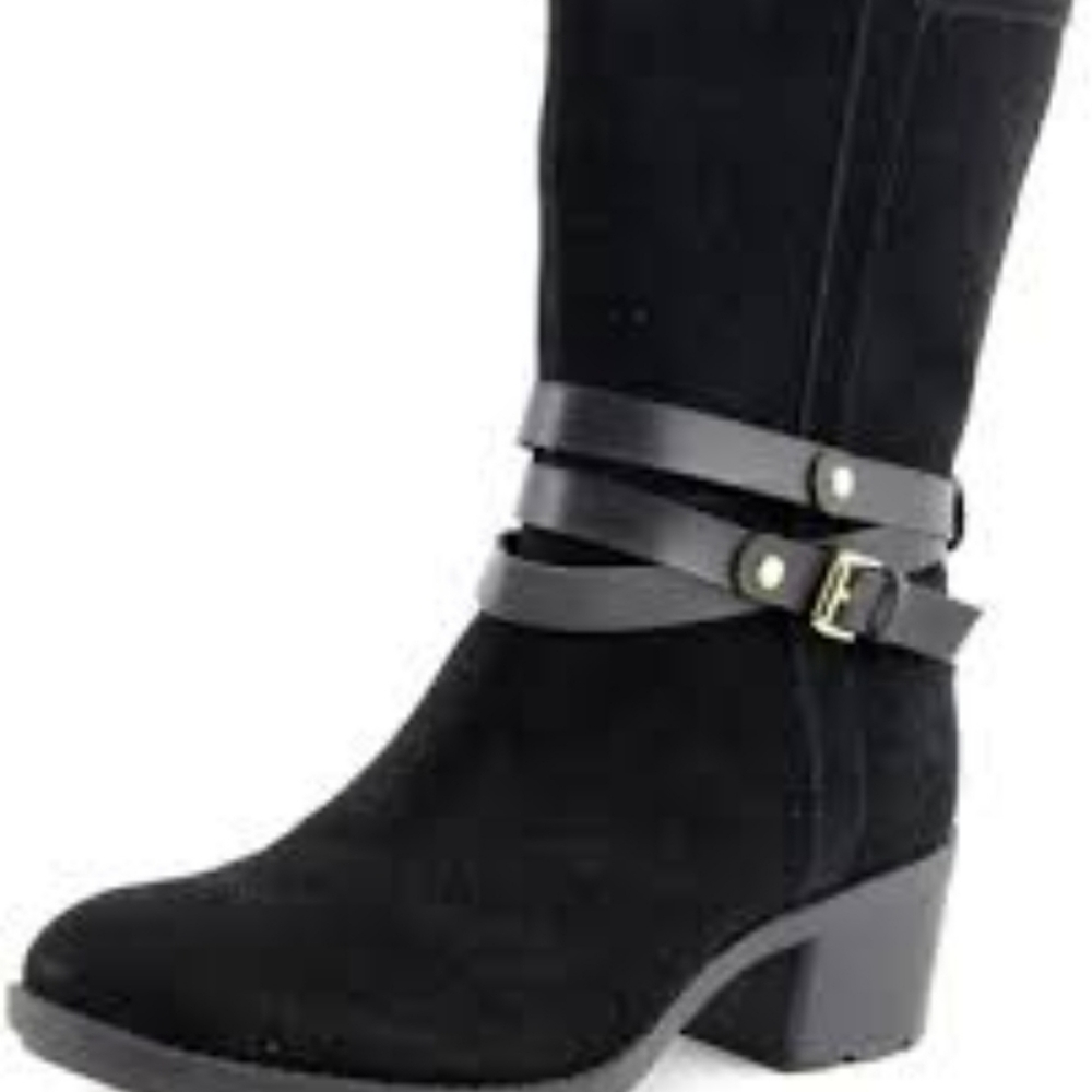 Black Suede Boots with Buckle